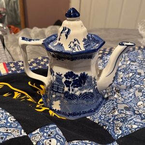 Blue and White Ceramic Teapot